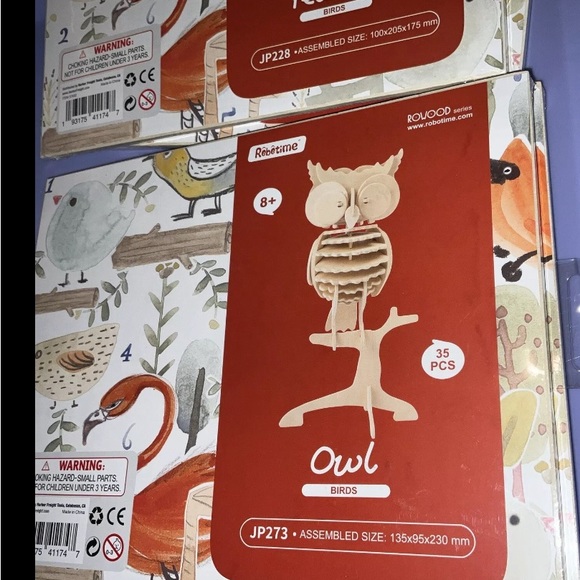 Owl and Peacock Robotime 3D Wooden Puzzles Lot of 2 Puzzles BRAND NEW Paintable - Picture 11 of 16